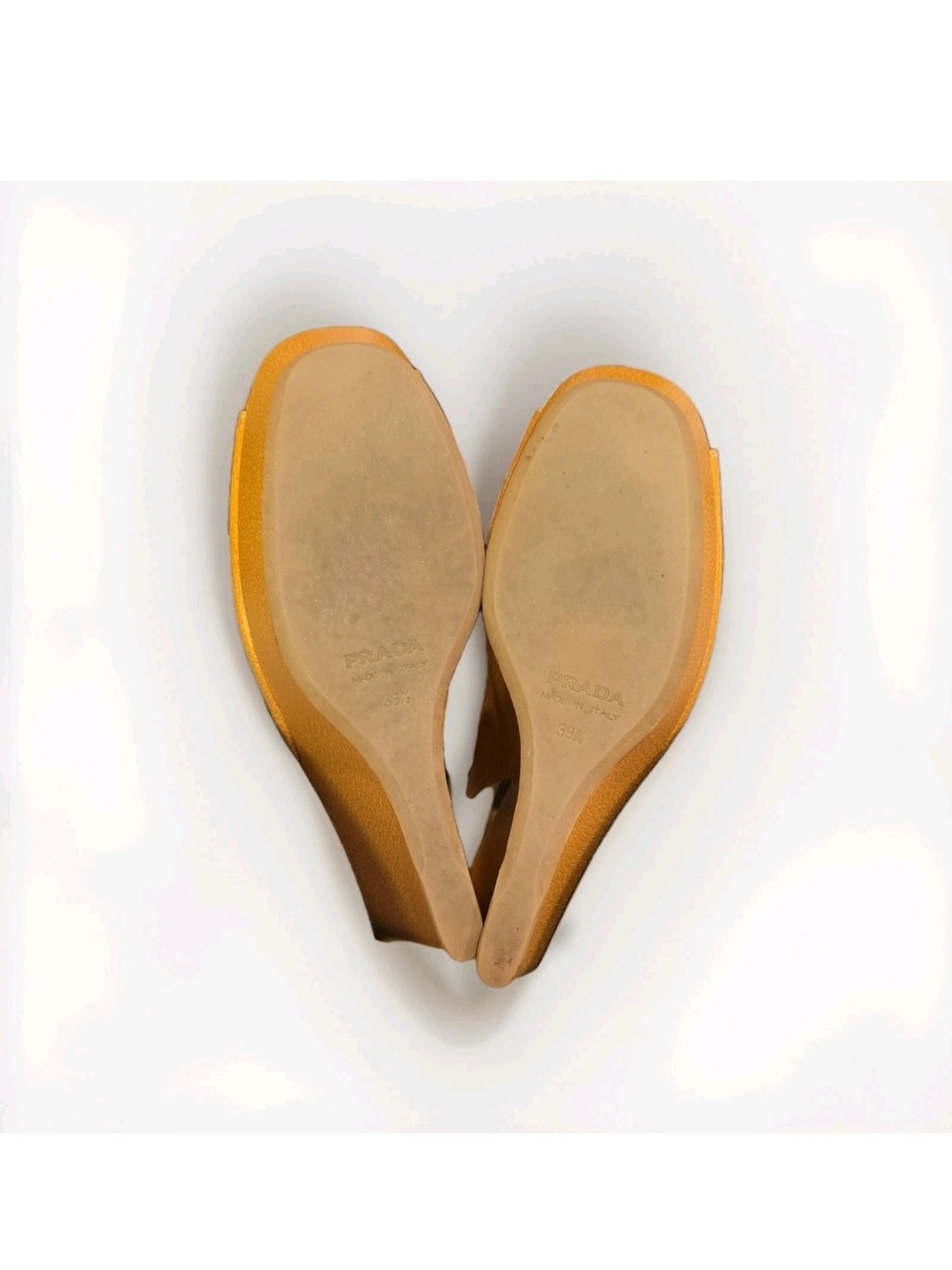 Prada Mustard Yellow Leather Slingback Peep-Toe Heels - Picture 4 of 6